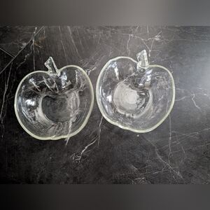 🍎🍎 Set of 2 Vintage Crystal Apple Dish Bowl 5"